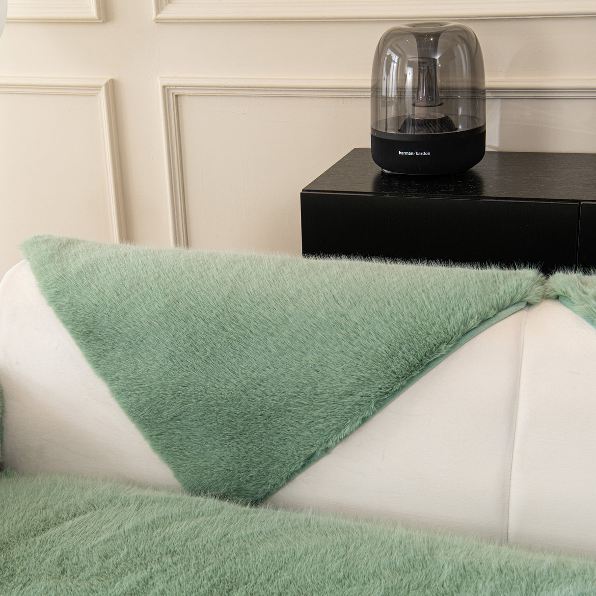 Faux Mink Velvet Luxury Fluffy Sofa Cushion, Winter Warm Thick Plush Non-slip Sofa Covers