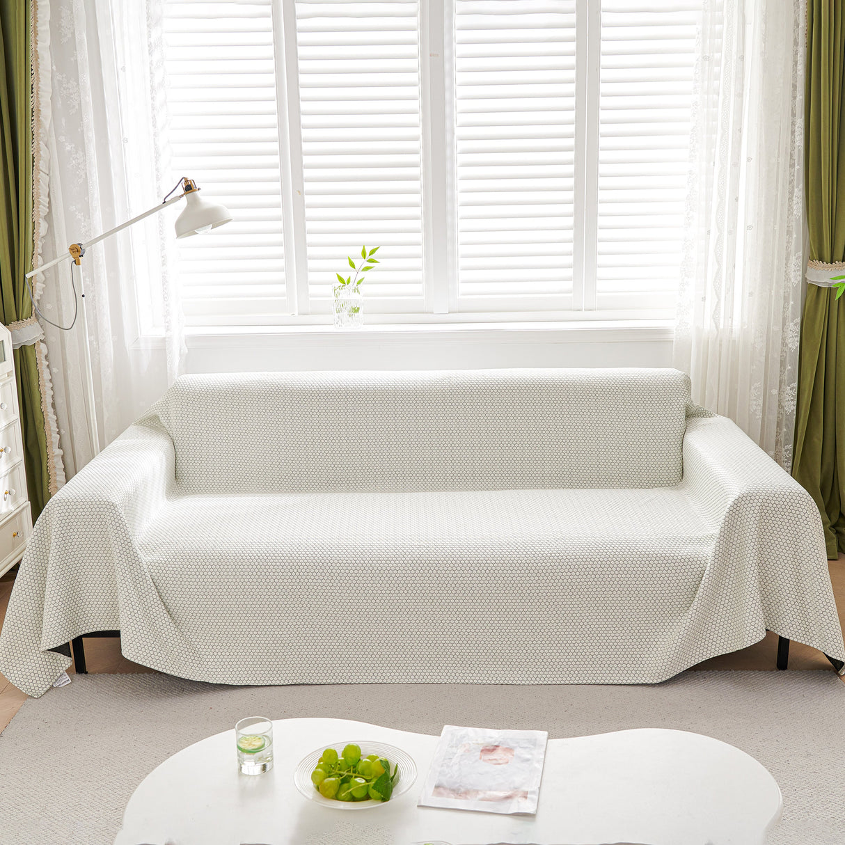 Summer Cool Dotted Cat Scratch Resistant Sofa Cover Blanket, Luxury Large Blanket Covers for Couch