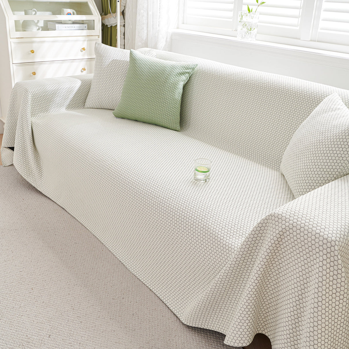 Summer Cool Dotted Cat Scratch Resistant Sofa Cover Blanket, Luxury Large Blanket Covers for Couch