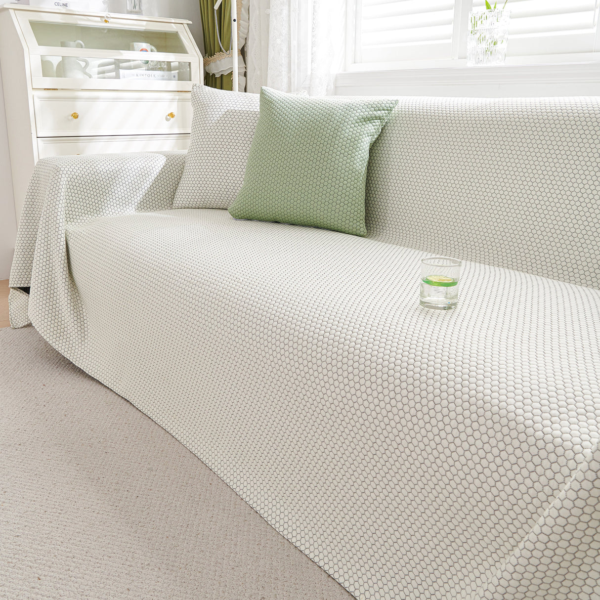 Summer Cool Dotted Cat Scratch Resistant Sofa Cover Blanket, Luxury Large Blanket Covers for Couch