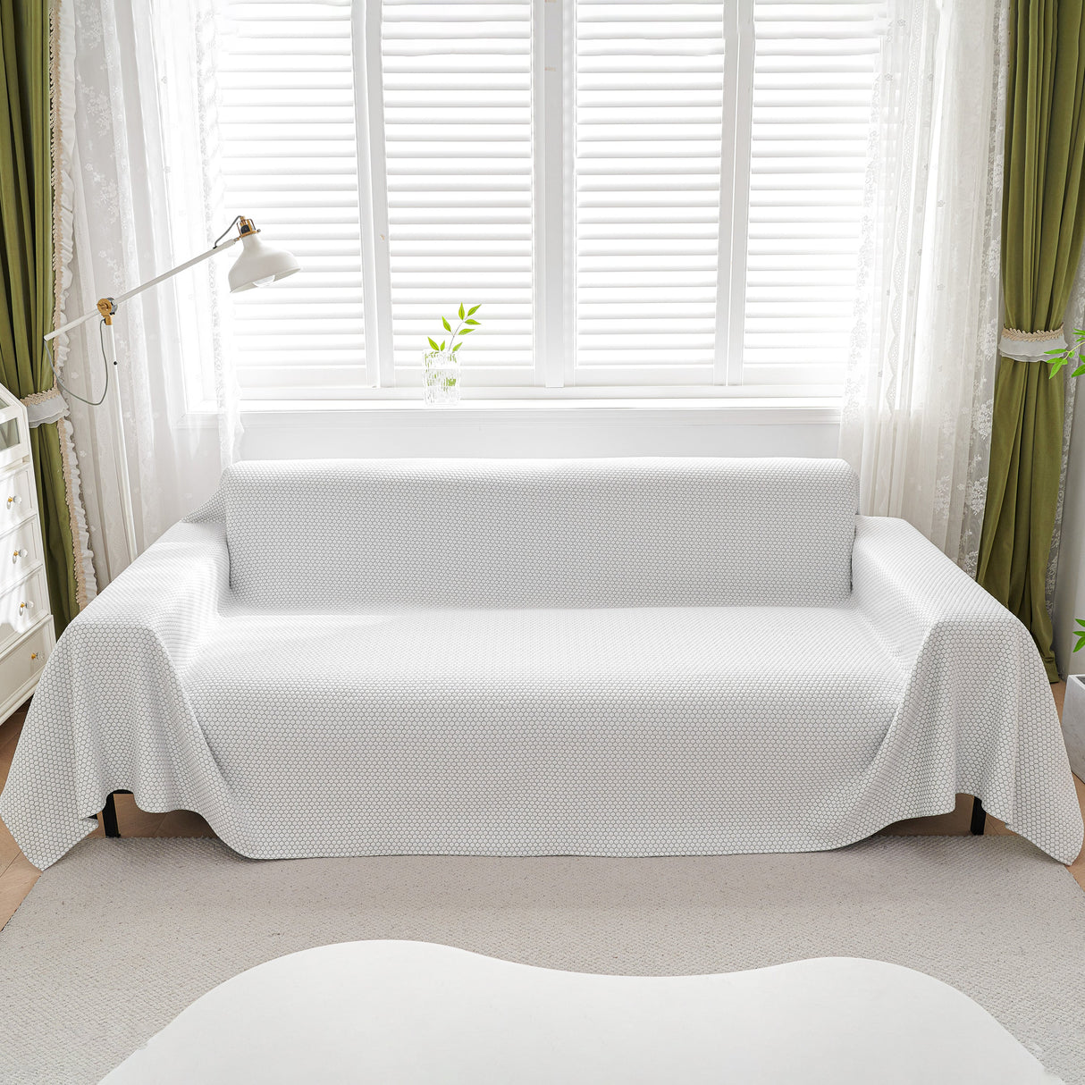 Summer Cool Dotted Cat Scratch Resistant Sofa Cover Blanket, Luxury Large Blanket Covers for Couch