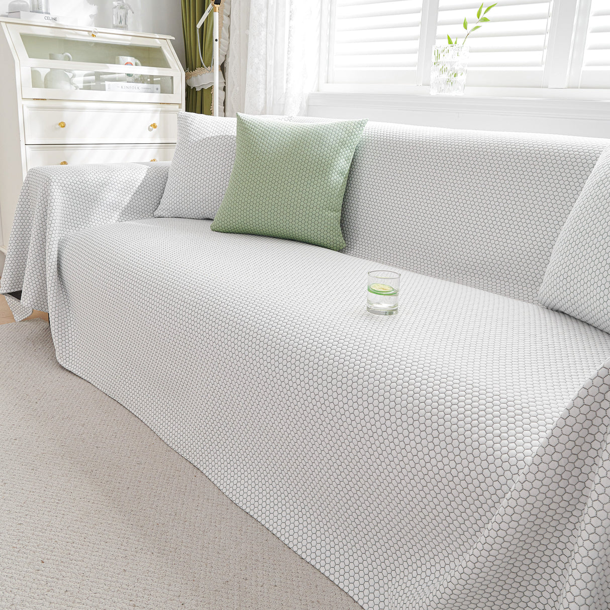 Summer Cool Dotted Cat Scratch Resistant Sofa Cover Blanket, Luxury Large Blanket Covers for Couch