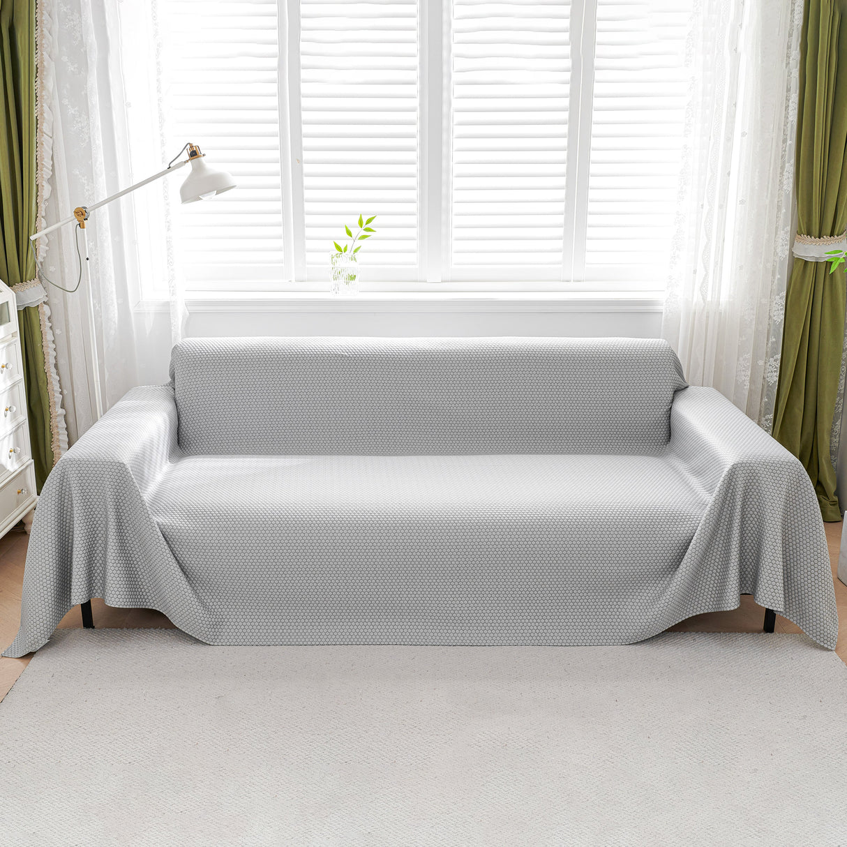 Summer Cool Dotted Cat Scratch Resistant Sofa Cover Blanket, Luxury Large Blanket Covers for Couch