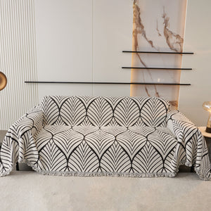 Maple Leaves Reversible Chenille Blanket Covers for Couch, Furniture Decoration Cover Sofa Slipcovers