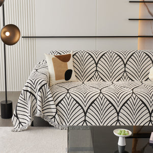 Maple Leaves Reversible Chenille Blanket Covers for Couch, Furniture Decoration Cover Sofa Slipcovers