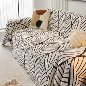 Maple Leaves Reversible Chenille Blanket Covers for Couch, Furniture Decoration Cover Sofa Slipcovers