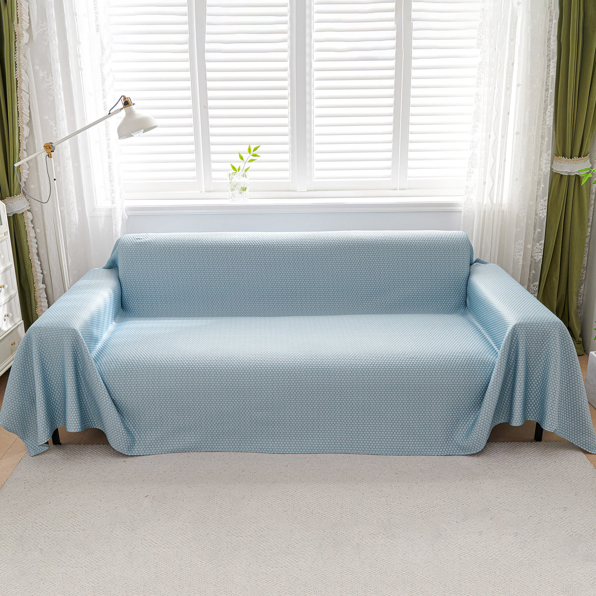 Summer Cool Dotted Cat Scratch Resistant Sofa Cover Blanket, Luxury Large Blanket Covers for Couch