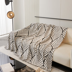 Maple Leaves Reversible Chenille Blanket Covers for Couch, Furniture Decoration Cover Sofa Slipcovers