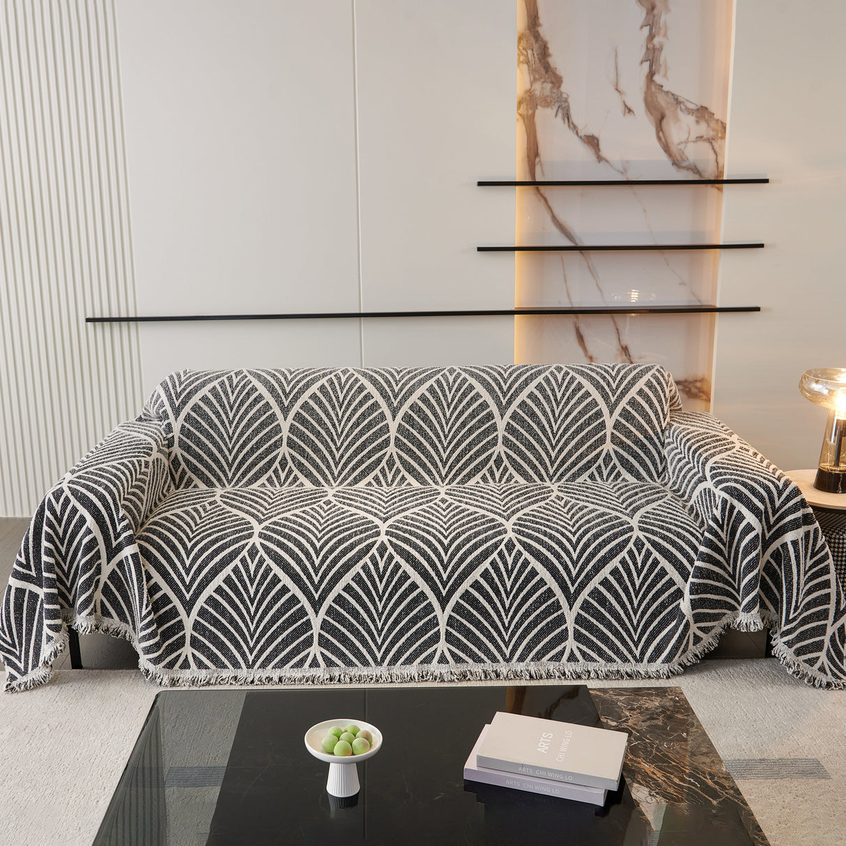 Maple Leaves Reversible Chenille Blanket Covers for Couch, Furniture Decoration Cover Sofa Slipcovers