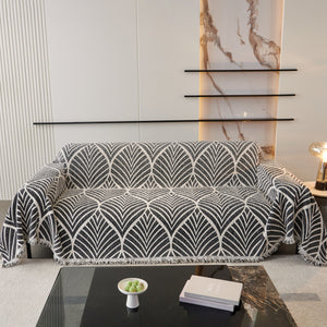 Maple Leaves Reversible Chenille Blanket Covers for Couch, Furniture Decoration Cover Sofa Slipcovers