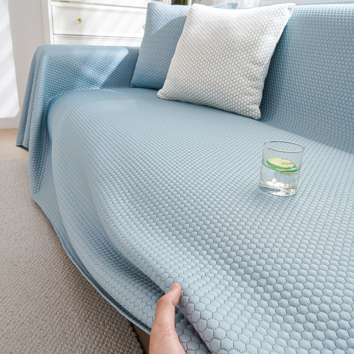 Summer Cool Dotted Cat Scratch Resistant Sofa Cover Blanket, Luxury Large Blanket Covers for Couch