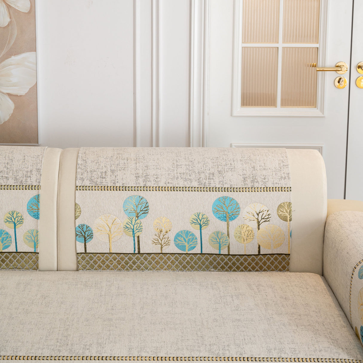 Sofa Cover for Couch, Non-Slip Sectional Couch Cover with Woven Tree Pattern