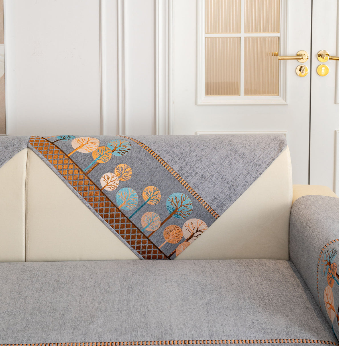 Sofa Cover for Couch, Non-Slip Sectional Couch Cover with Woven Tree Pattern