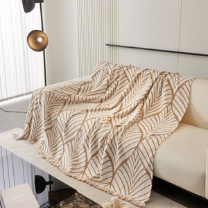 Maple Leaves Reversible Chenille Blanket Covers for Couch, Furniture Decoration Cover Sofa Slipcovers