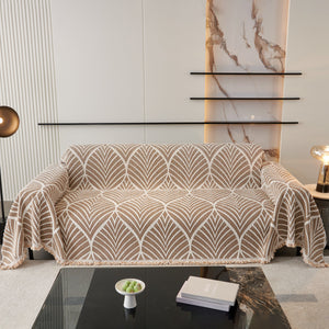 Maple Leaves Reversible Chenille Blanket Covers for Couch, Furniture Decoration Cover Sofa Slipcovers