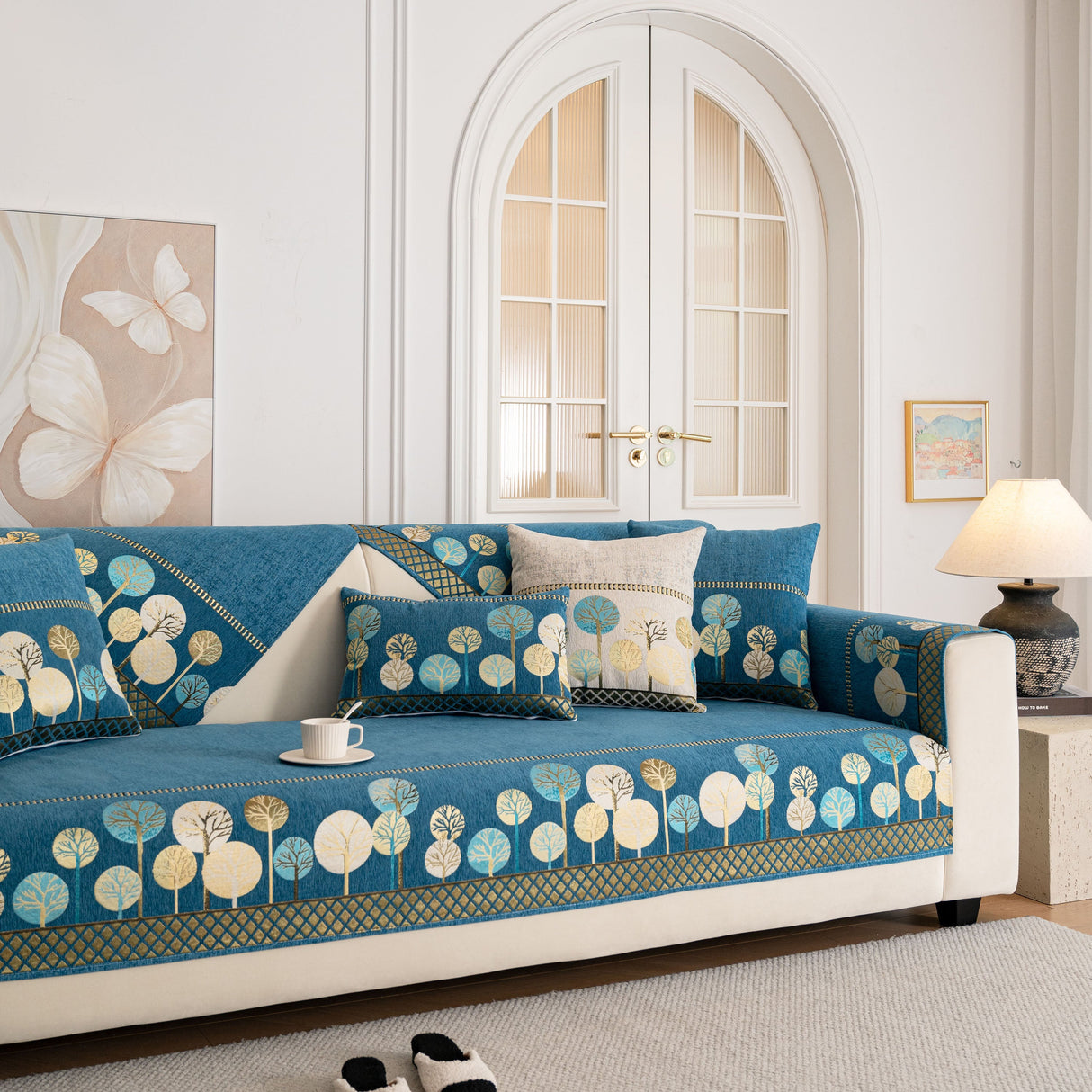 Sofa Cover for Couch, Non-Slip Sectional Couch Cover with Woven Tree Pattern