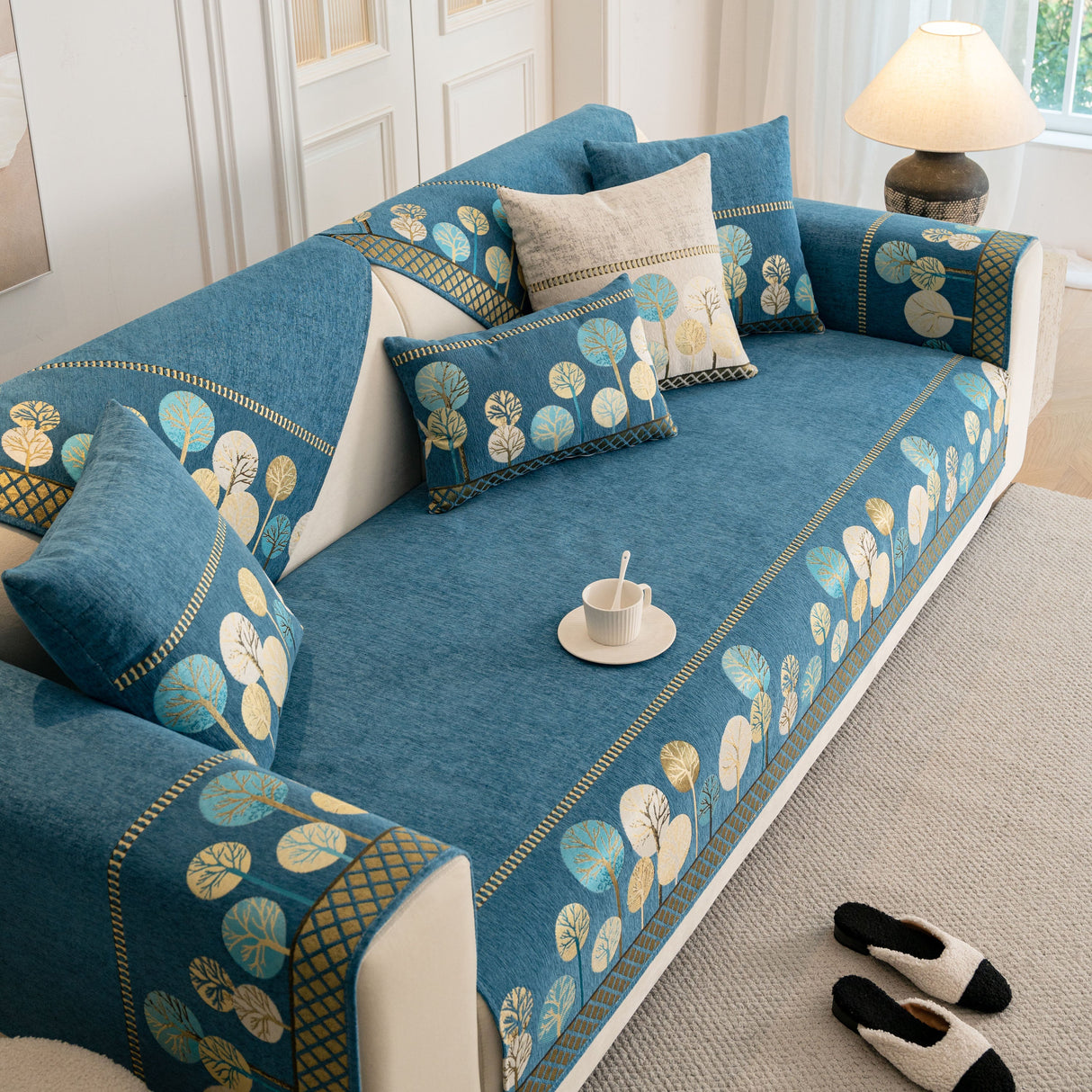 Sofa Cover for Couch, Non-Slip Sectional Couch Cover with Woven Tree Pattern