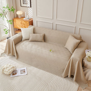 Cooling Scratch Proof Large Sofa Throw Cover, Geometric Texture Couch Protector
