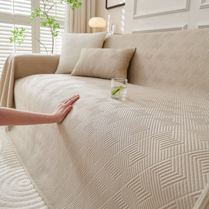 Cooling Scratch Proof Large Sofa Throw Cover, Geometric Texture Couch Protector