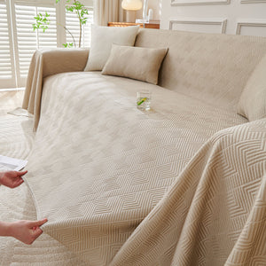 Cooling Scratch Proof Large Sofa Throw Cover, Geometric Texture Couch Protector