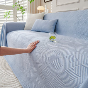 Cooling Scratch Proof Large Sofa Throw Cover, Geometric Texture Couch Protector