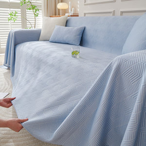 Cooling Scratch Proof Large Sofa Throw Cover, Geometric Texture Couch Protector