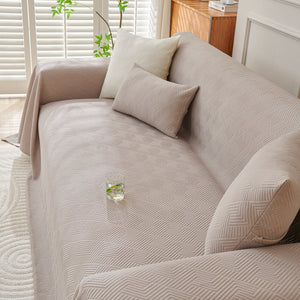 Cooling Scratch Proof Large Sofa Throw Cover, Geometric Texture Couch Protector