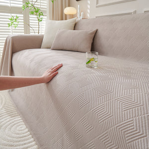 Cooling Scratch Proof Large Sofa Throw Cover, Geometric Texture Couch Protector