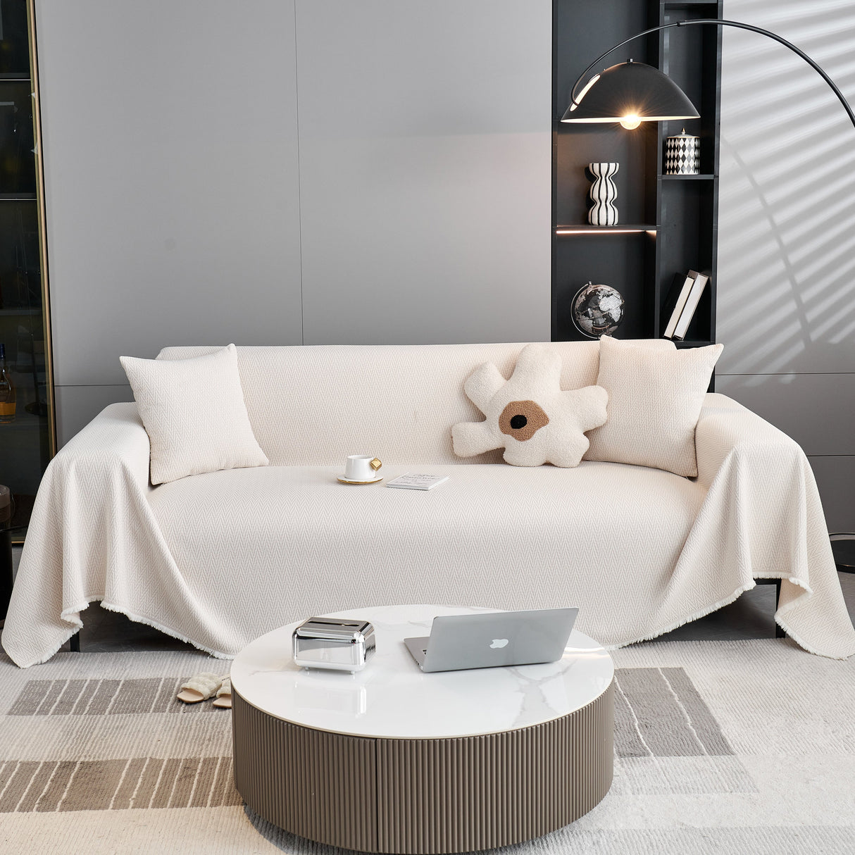 Waterproof Scratch Proof Herringbone Large Throw Blanket for Couch, Chenille Couch Cushion Covers for Pets