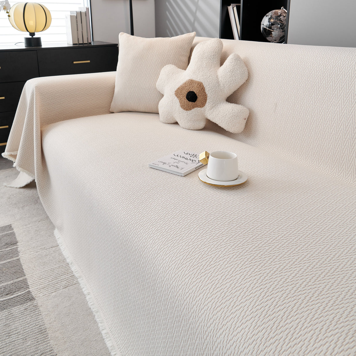 Waterproof Scratch Proof Herringbone Large Throw Blanket for Couch, Chenille Couch Cushion Covers for Pets