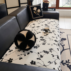 Floral Chenille Couch Cover, Non-Slip Sofa Slipcover Protector for Furniture