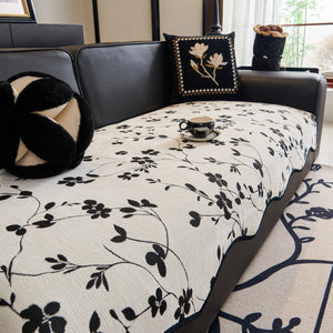 Floral Chenille Couch Cover, Non-Slip Sofa Slipcover Protector for Furniture