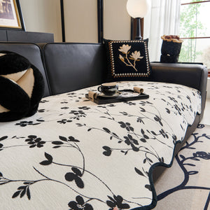 Floral Chenille Couch Cover, Non-Slip Sofa Slipcover Protector for Furniture