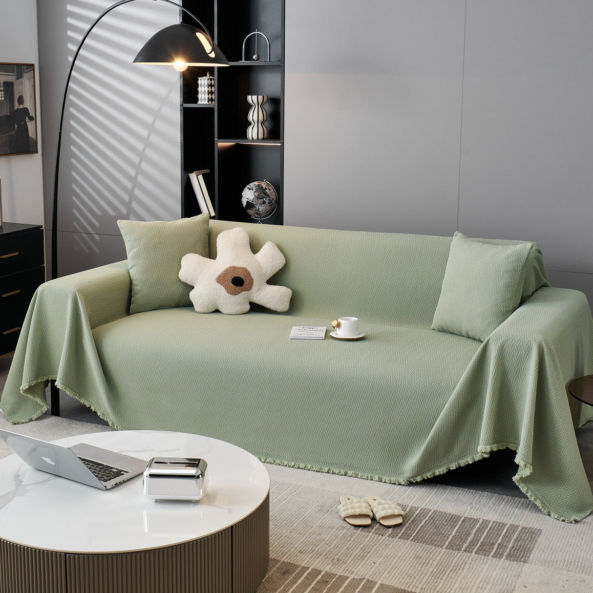 Waterproof Scratch Proof Herringbone Large Throw Blanket for Couch, Chenille Couch Cushion Covers for Pets