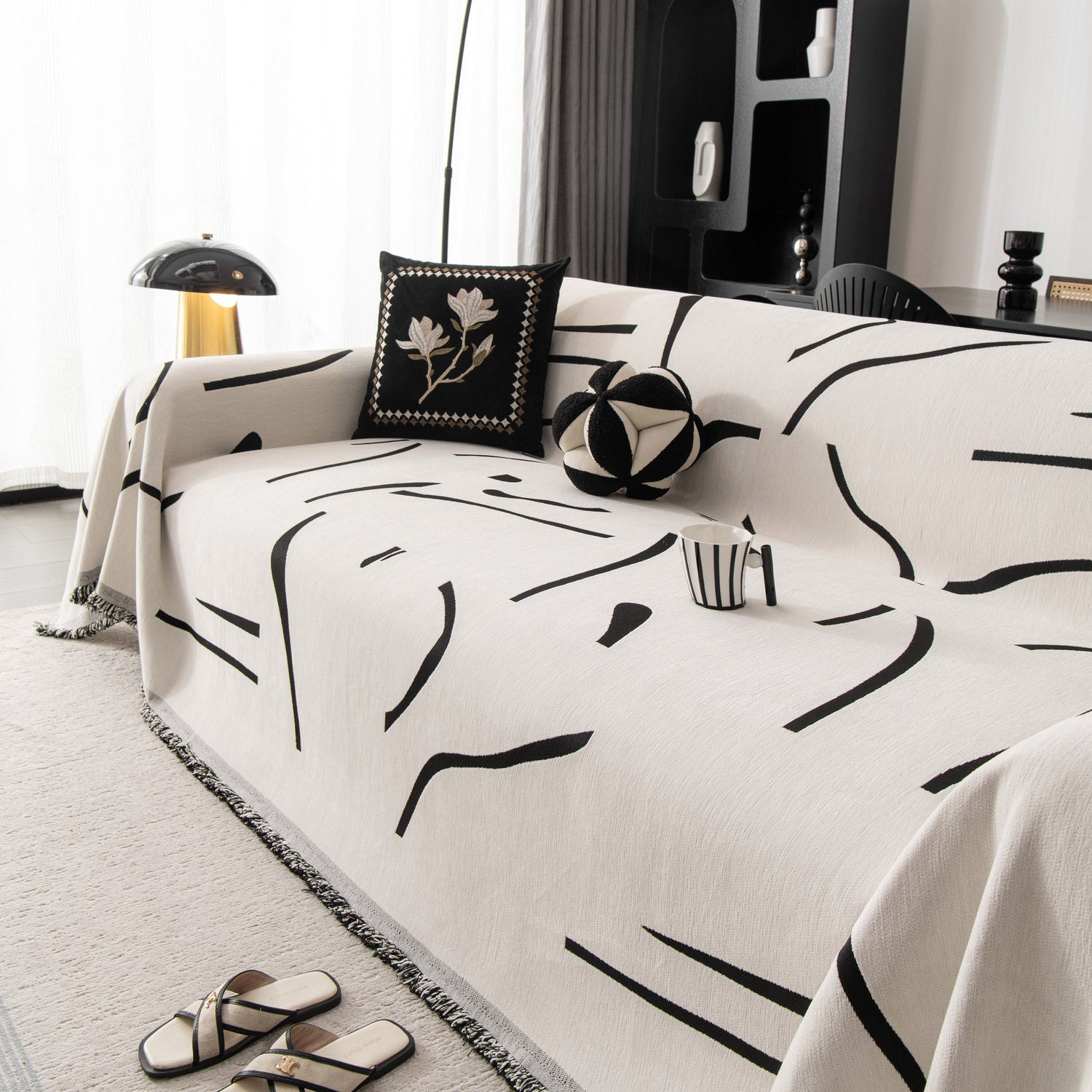 Modern Abstract Couch Cover Blanket, Decor Furniture Protector for Sectional Sofa