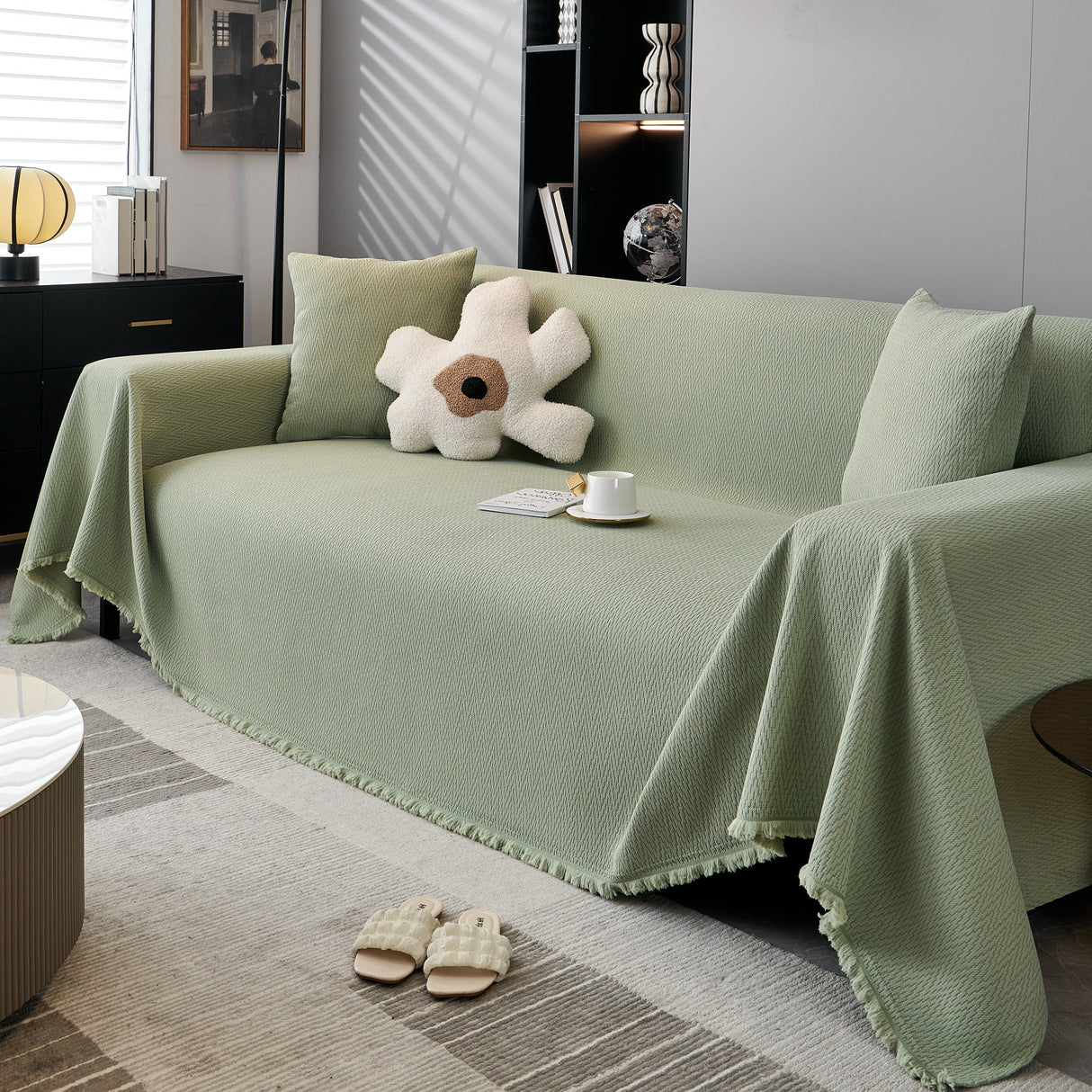 Waterproof Scratch Proof Herringbone Large Throw Blanket for Couch, Chenille Couch Cushion Covers for Pets