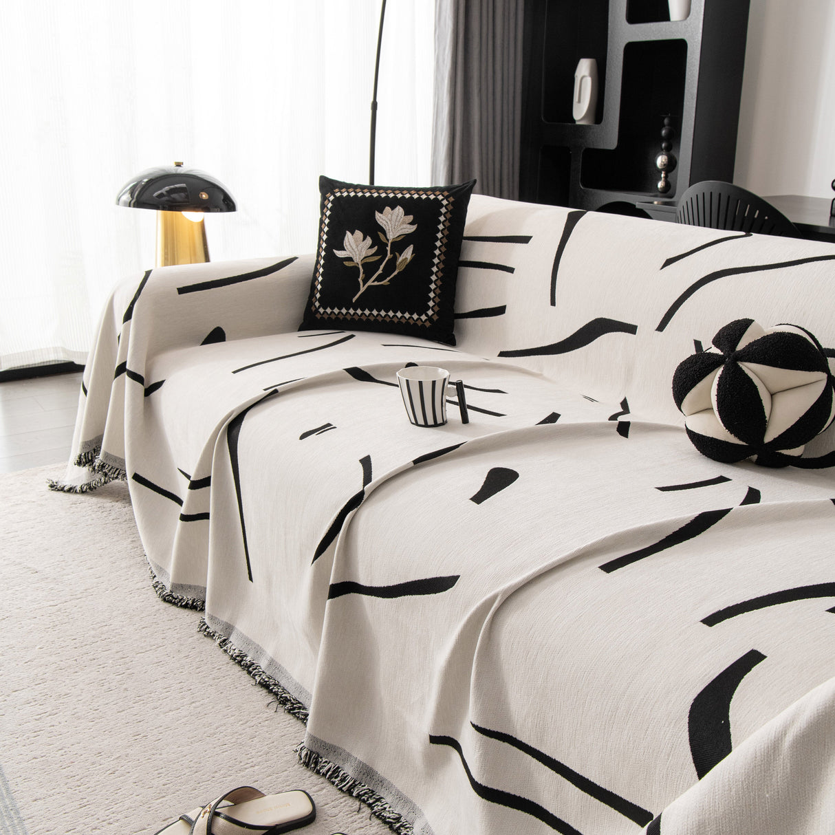 Modern Abstract Couch Cover Blanket, Decor Furniture Protector for Sectional Sofa
