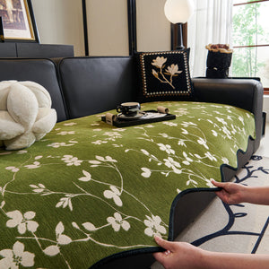 Floral Chenille Couch Cover, Non-Slip Sofa Slipcover Protector for Furniture