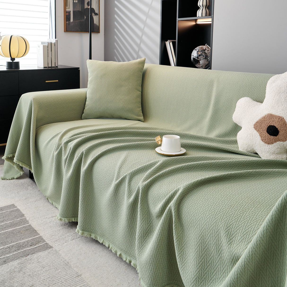 Waterproof Scratch Proof Herringbone Large Throw Blanket for Couch, Chenille Couch Cushion Covers for Pets