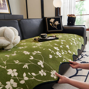 Floral Chenille Couch Cover, Non-Slip Sofa Slipcover Protector for Furniture
