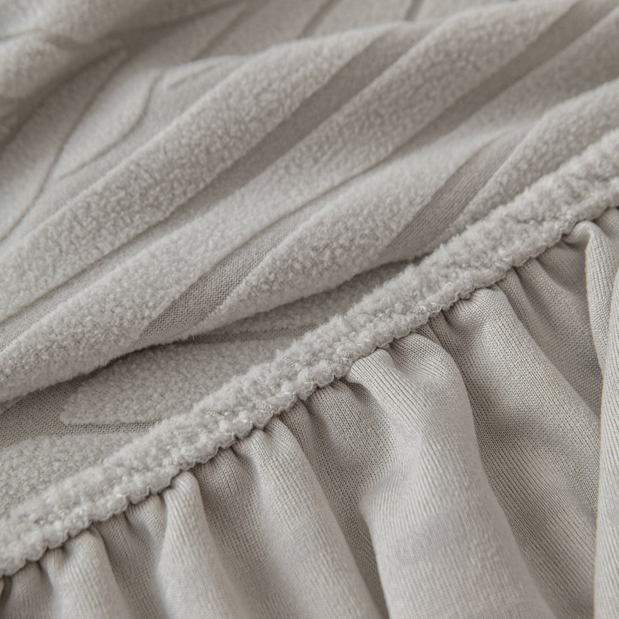 Plush Fleece Sofa Slipcover with 3D Wheat Pattern, Cozy High-Stretch Couch Cover