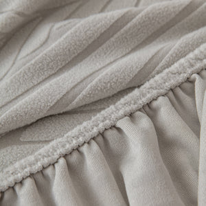 Plush Fleece Sofa Slipcover with 3D Wheat Pattern, Cozy High-Stretch Couch Cover