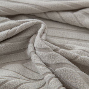 Plush Fleece Sofa Slipcover with 3D Wheat Pattern, Cozy High-Stretch Couch Cover