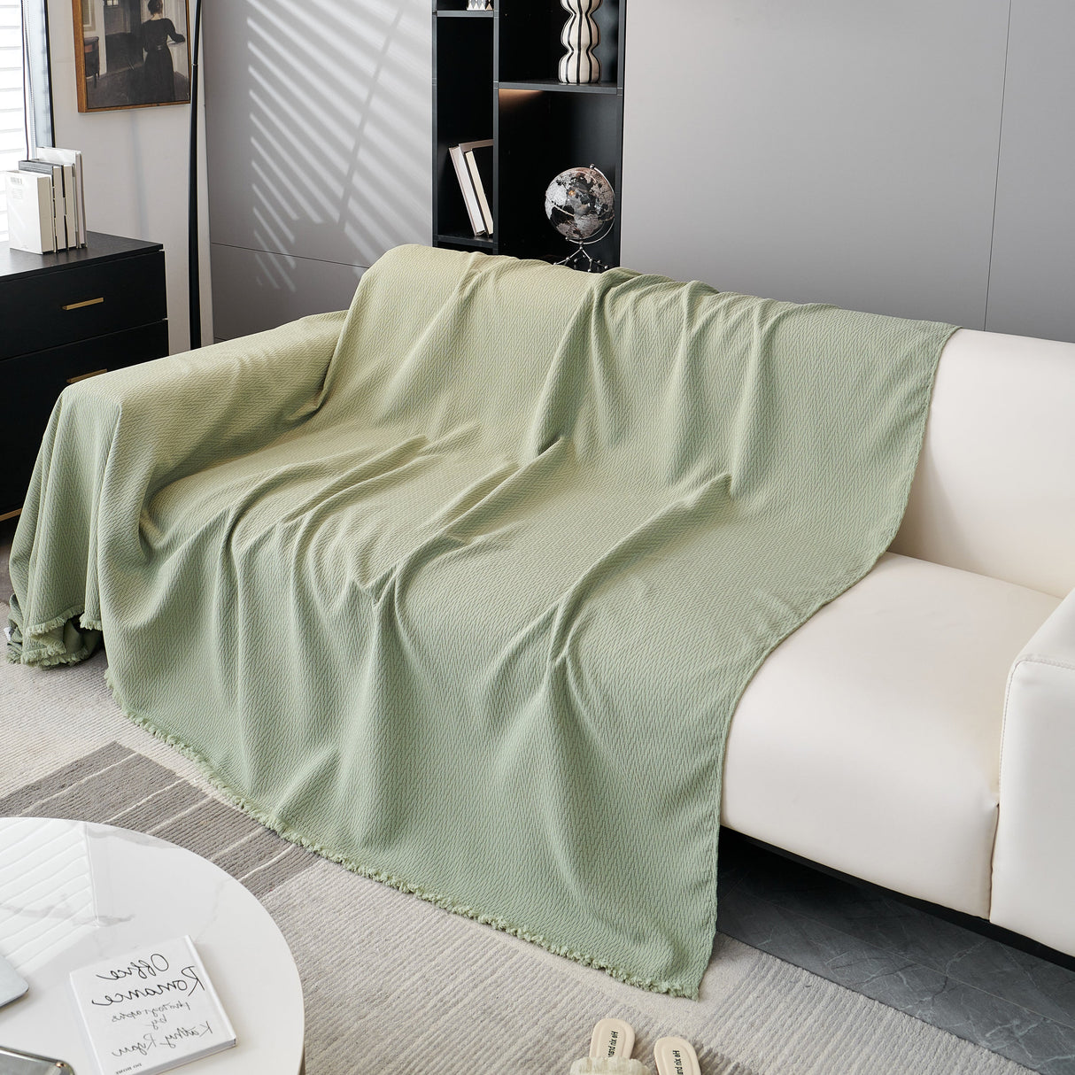 Waterproof Scratch Proof Herringbone Large Throw Blanket for Couch, Chenille Couch Cushion Covers for Pets