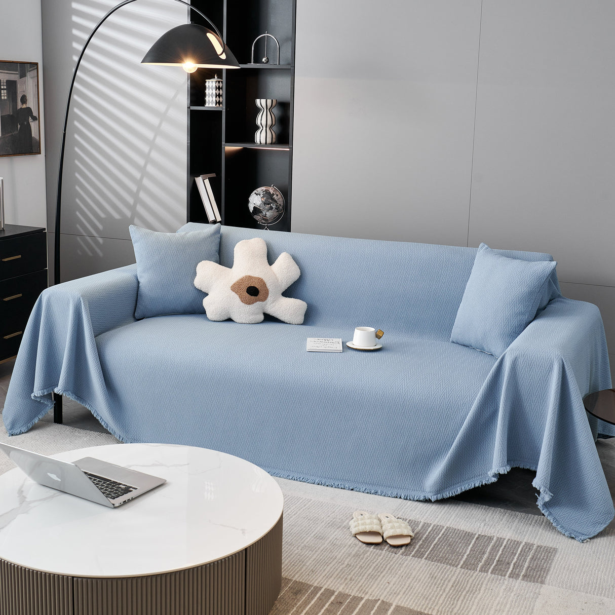 Waterproof Scratch Proof Herringbone Large Throw Blanket for Couch, Chenille Couch Cushion Covers for Pets