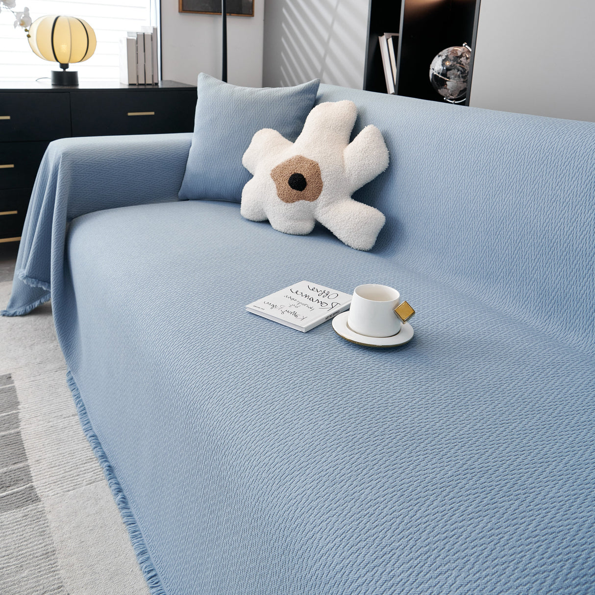 Waterproof Scratch Proof Herringbone Large Throw Blanket for Couch, Chenille Couch Cushion Covers for Pets