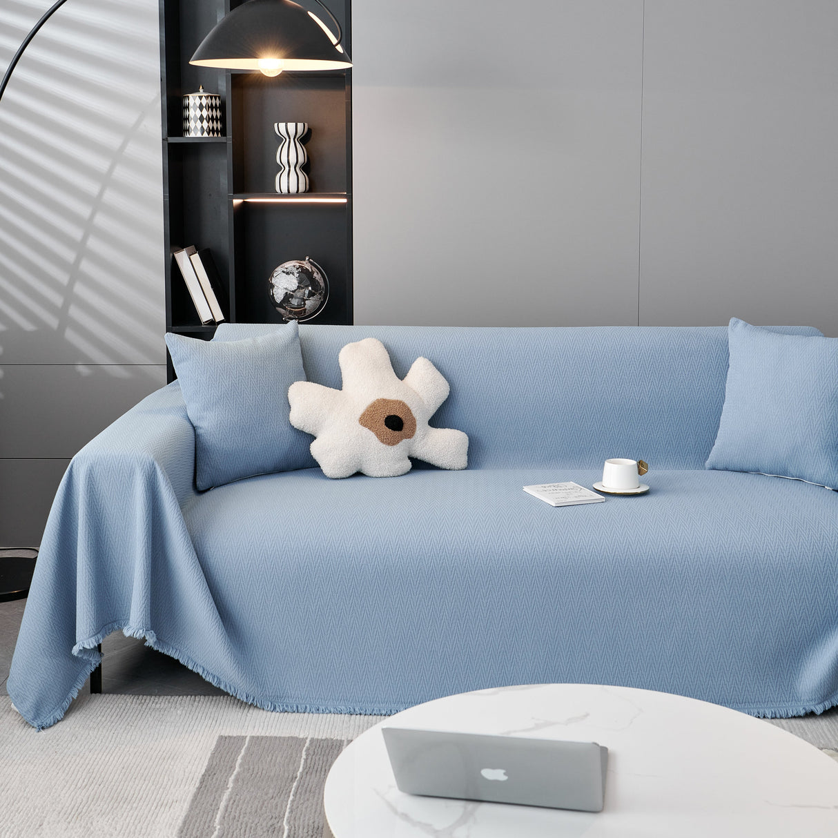 Waterproof Scratch Proof Herringbone Large Throw Blanket for Couch, Chenille Couch Cushion Covers for Pets