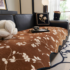 Floral Chenille Couch Cover, Non-Slip Sofa Slipcover Protector for Furniture