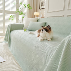 Cooling Scratch Proof Large Sofa Throw Cover, Geometric Texture Couch Protector