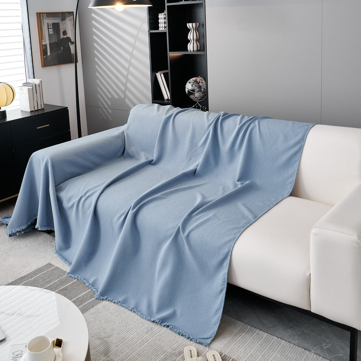 Waterproof Scratch Proof Herringbone Large Throw Blanket for Couch, Chenille Couch Cushion Covers for Pets